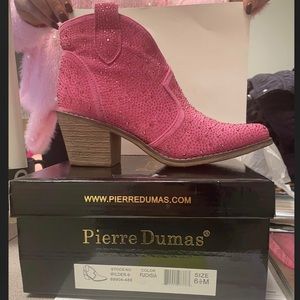 Brand new pink rhinestone Pierre Dumas short boots